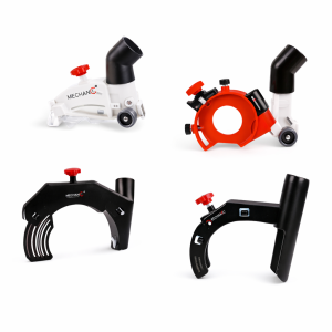 angle grinder dust shrouds for cutting and grinding with vacuum adapter on white background