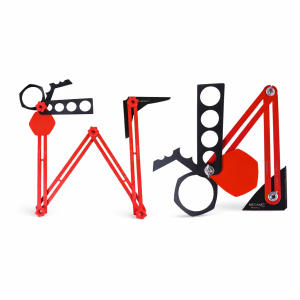 adjustable marking tools and template rulers for construction and tile layout on white background